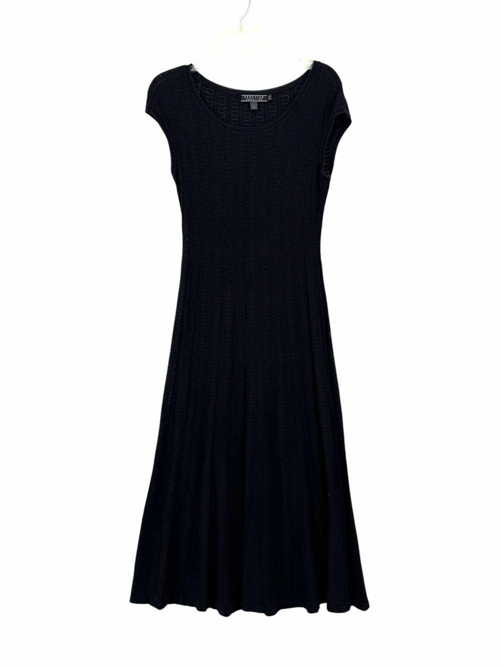 Peruvian Connection Black Ribbed Cap-Sleeve Maxi Dress